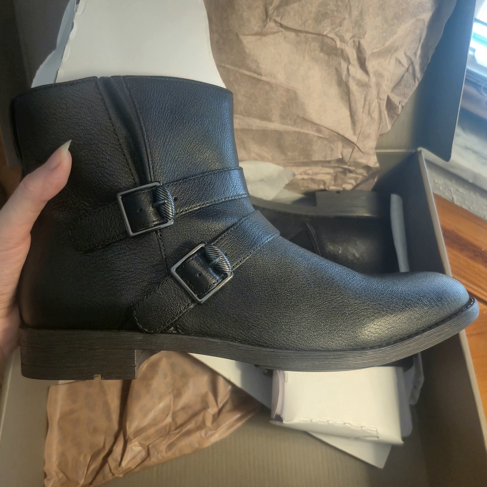 Franco Sarto Black Buckle Ankle Boots - Picture 7 of 9